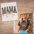 Leopard mama with bow short sleeve custom colors t-shirt