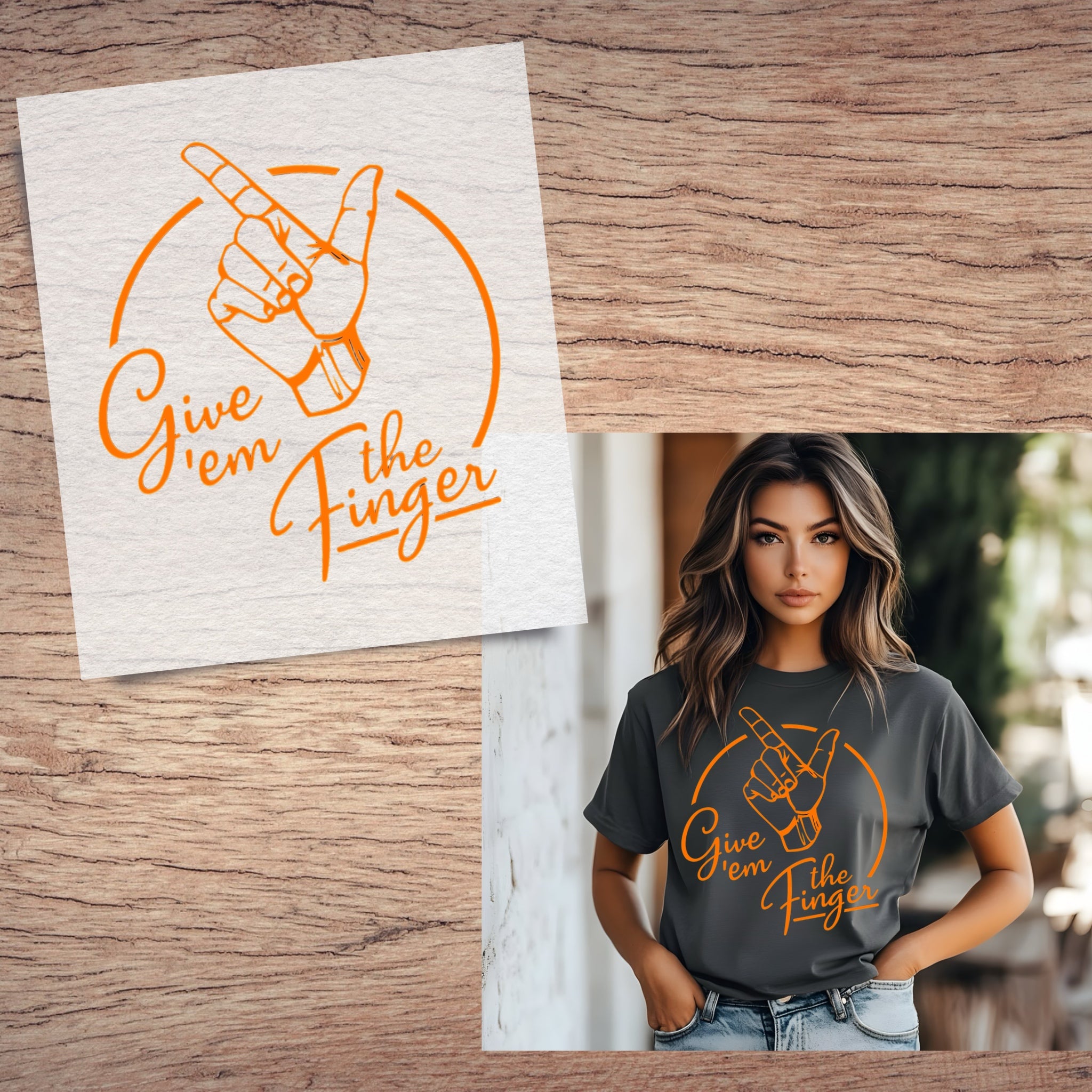 Give ‘em the finger Short sleeve custom colors t-shirt