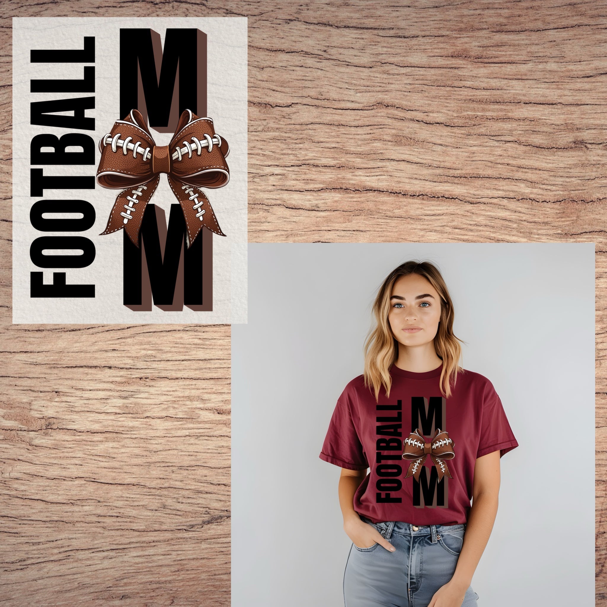 Football mom short sleeve custom colors t-shirt