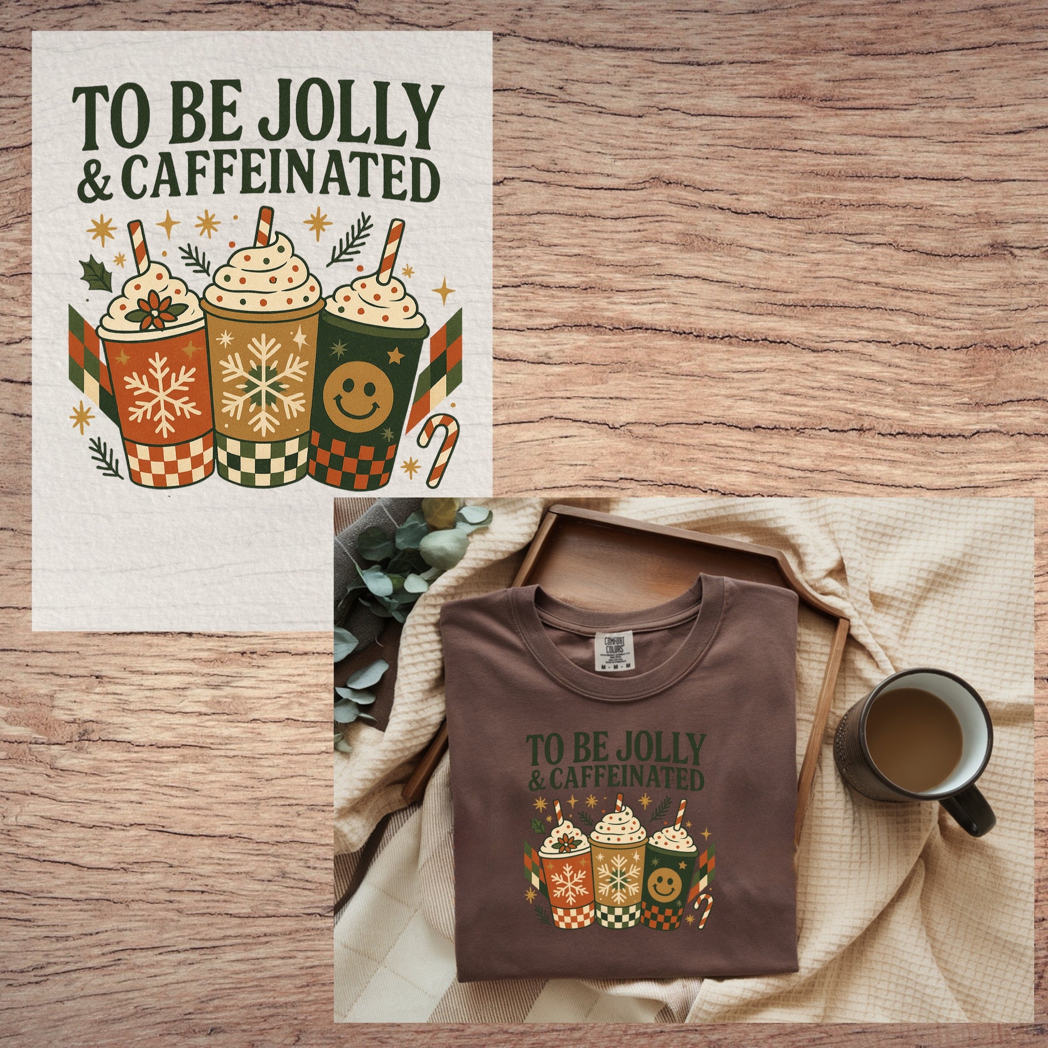 jolly and caffeinated short sleeve custom colors t-shirt