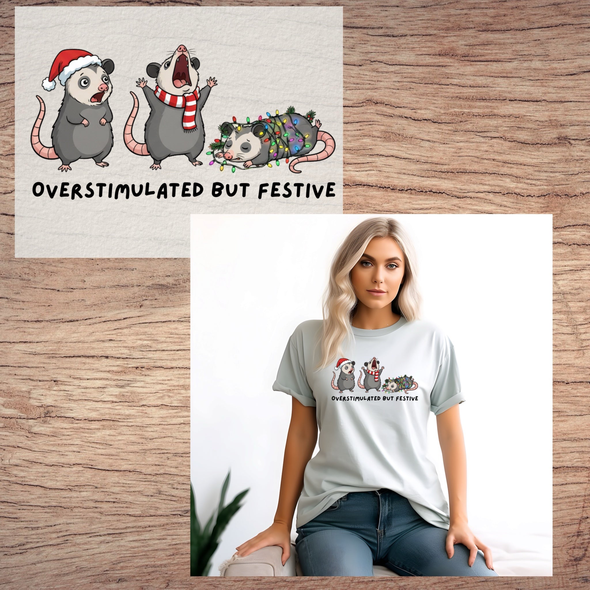 Overstimulated and Festive short sleeve custom colors t-shirt
