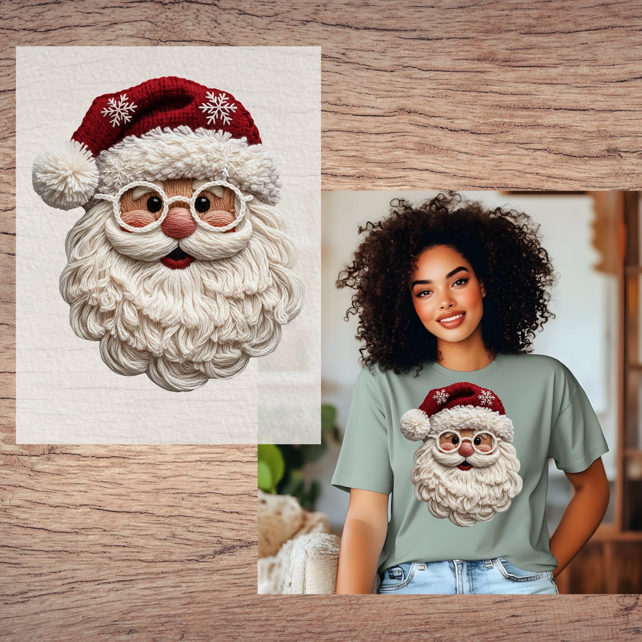 Yarn Santa Claus short sleeve custom colors t-shirt