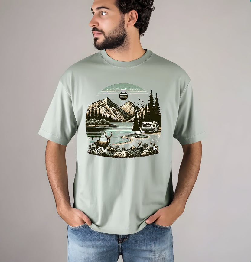 Deer camping short sleeve custom colors t-shirt