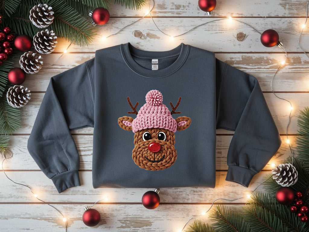Faux Christmas gildan crewneck sweatshirt