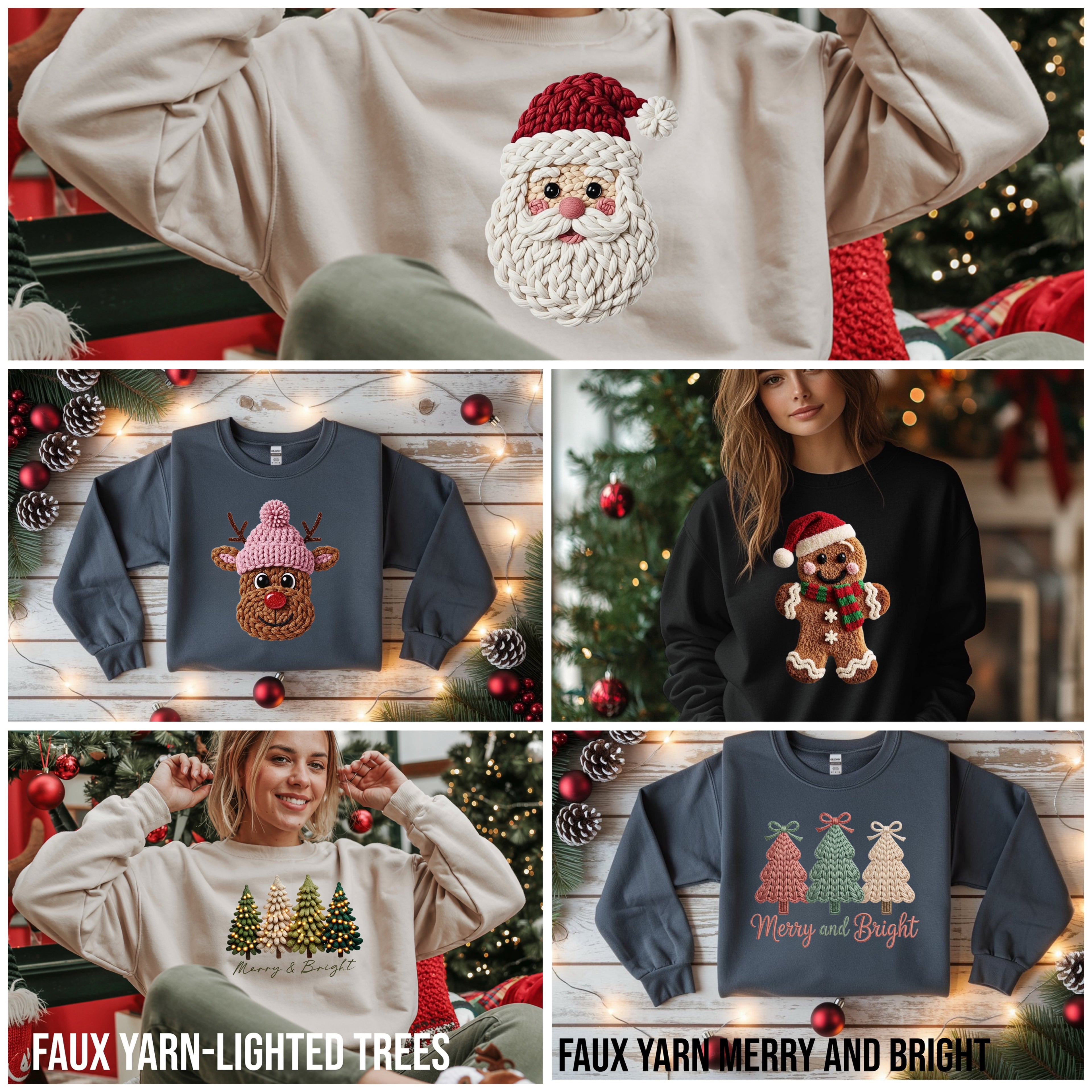 Faux Christmas gildan crewneck sweatshirt